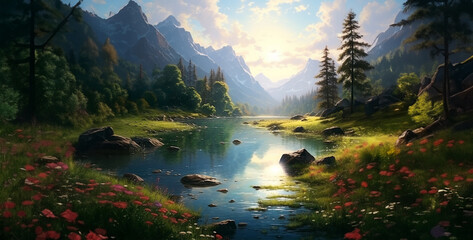 sunrise over the mountains, sunrise in the mountains, worthy scene that epitomizes the beauty of nature