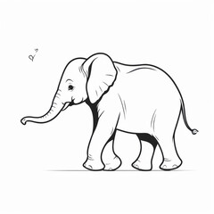 elephant pencil drawing colouring book drawing white background - obrazy, fototapety, plakaty