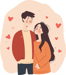 vector illustration with a couple of love. happy valentines day. happy valentines day concept. romantic date. vector illustration. isolated flat style.