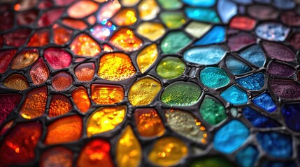Stained glass window background with colorful abstract - obrazy, fototapety, plakaty