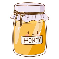 jar of honey isolated with white background in cute style