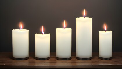 Fototapeta na wymiar three burning candles on black background