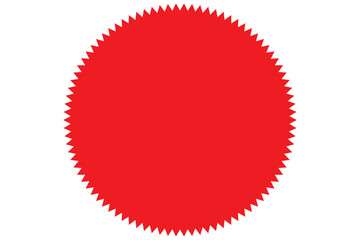 Red starburst, sunburst badge. Vintage label, sticker. Simple flat style. Design elements. Vector illustration