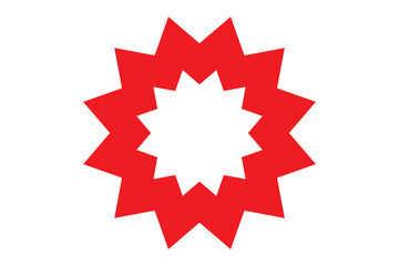 Starburst red sticker set - collection of special offer sale round and oval sunburst labels and buttons isolated on white background. Stickers and badges with star edges for promo advertising.