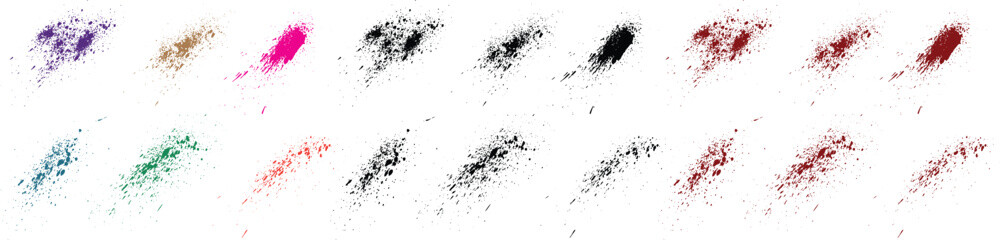 Vector smear black, green, red, purple, blue, pink color blood hand-drawn grunge texture brush line spot background collection