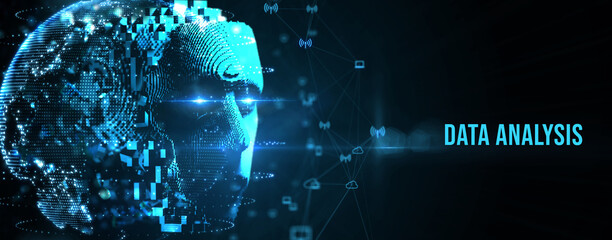 Fototapeta premium Data Analysis for Business and Finance Concept. Information report for digital business strategy. Business, technology, internet and networking concept. 3d illustration