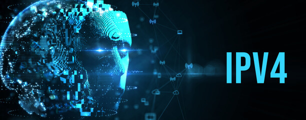 Business, Technology, Internet and network concept. IPV4 abbreviation. Modern technology concept. 3d illustration