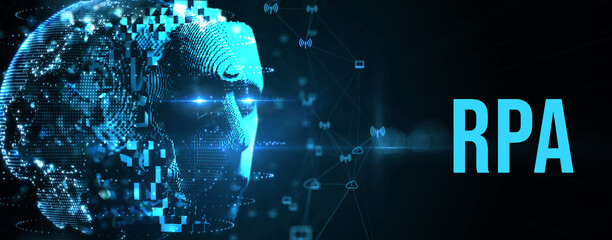 RPA Robotic process automation innovation technology concept. Business, technology, internet and networking concept. 3d illustration