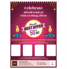 Diwali Festival Offer Flyer Template, Deepavali Offer template for graphic design and multipurpose use
