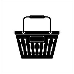 Shopping Basket Icon, Hand Carry Basket