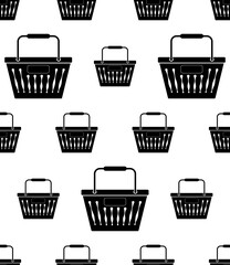 Naklejka premium Shopping Basket Icon Seamless Pattern, Hand Carry Basket