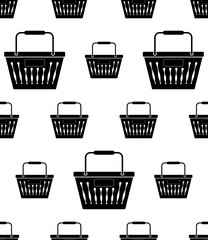 Shopping Basket Icon Seamless Pattern, Hand Carry Basket