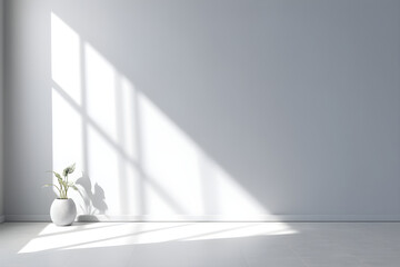 Gray background for product presentation with shadow and light from windows