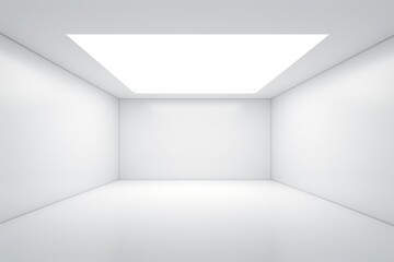 Empty White Minimalist Room with Overhead Lighting.