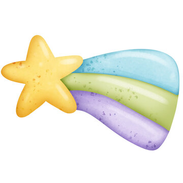 Watercolor uni corn star, Vector,Illustration.
