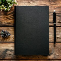 nlank black notebook on table