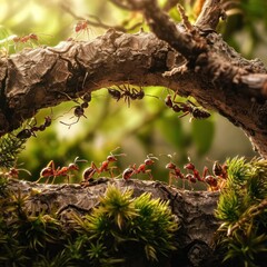 ant on tree wood
