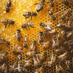 bees on honeycomb