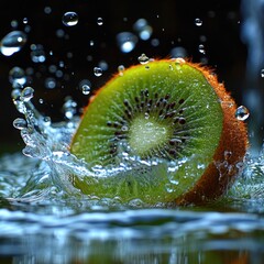 kiwi in water splash
