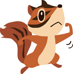 手描きのかわいいシマリスキャラクター15　(ガッツポーズ)