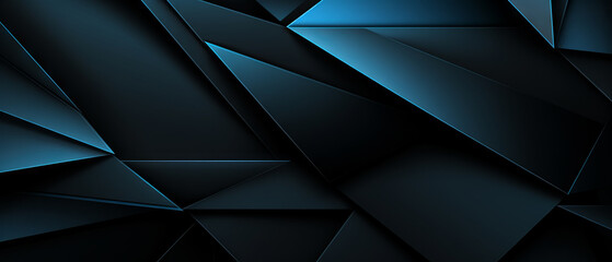Dynamic black and blue 3D geometric background, ideal for modern web and tech designs.