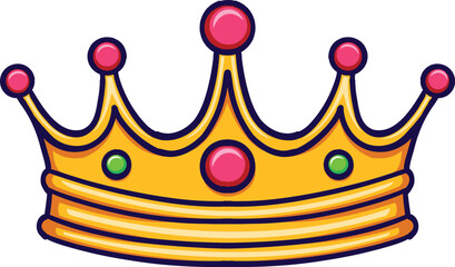 Golden crown with gemstone vector illustration isolated on transparent background. Good for mascot, logos, icons, clip art, posters, stickers.