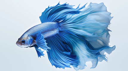 Blue fighting fish on white background, Generative AI.