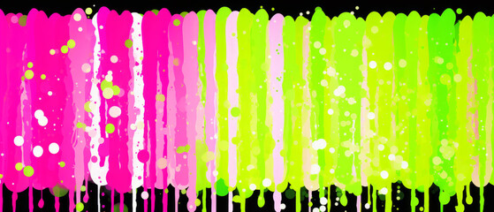 Artistic splatter of neon paint drops in a lively, color-streaked pattern.