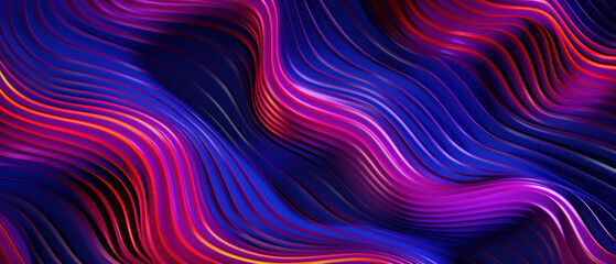Fototapeta premium Dynamic 3D zigzag lines in neon purple and blue, creating a liquid flow effect.