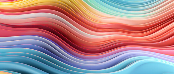 Closeup of a 3D-rendered, multicolor zigzag pattern, showcasing a mix of red, green, and pink tones.