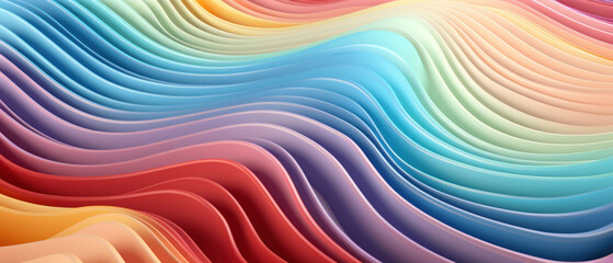 Closeup of a 3D-rendered, multicolor zigzag pattern, showcasing a mix of red, green, and pink tones.
