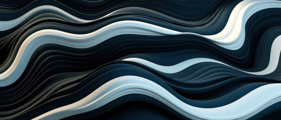 Modern 3D zigzag design with flowing liquid lines and waves, creating a sense of motion.