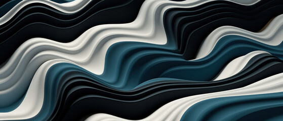 Modern 3D zigzag design with flowing liquid lines and waves, creating a sense of motion.