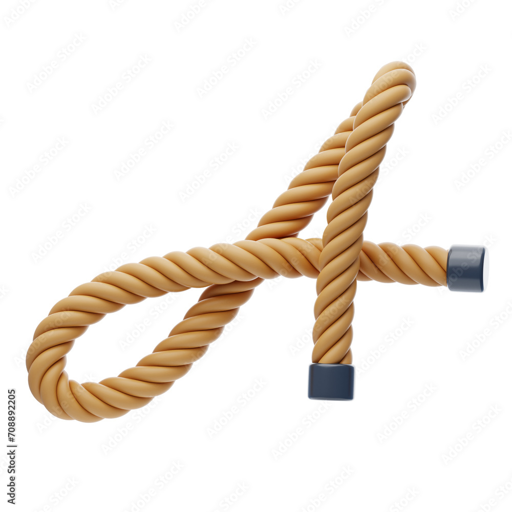 Poster a letter 3d shape rope text. 3d illustration, 3d element, 3d rendering. 3d visualization isolated on