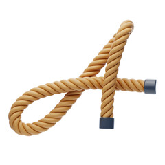 A  Letter 3D Shape Rope Text. 3d illustration, 3d element, 3d rendering. 3d visualization isolated on a transparent background