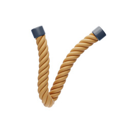 V  Letter 3D Shape Rope Text. 3d illustration, 3d element, 3d rendering. 3d visualization isolated on a transparent background