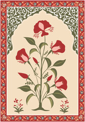 Mughal decorative plant illustration. Traditional Indian Mughal floral Motif vector design. © Parimol