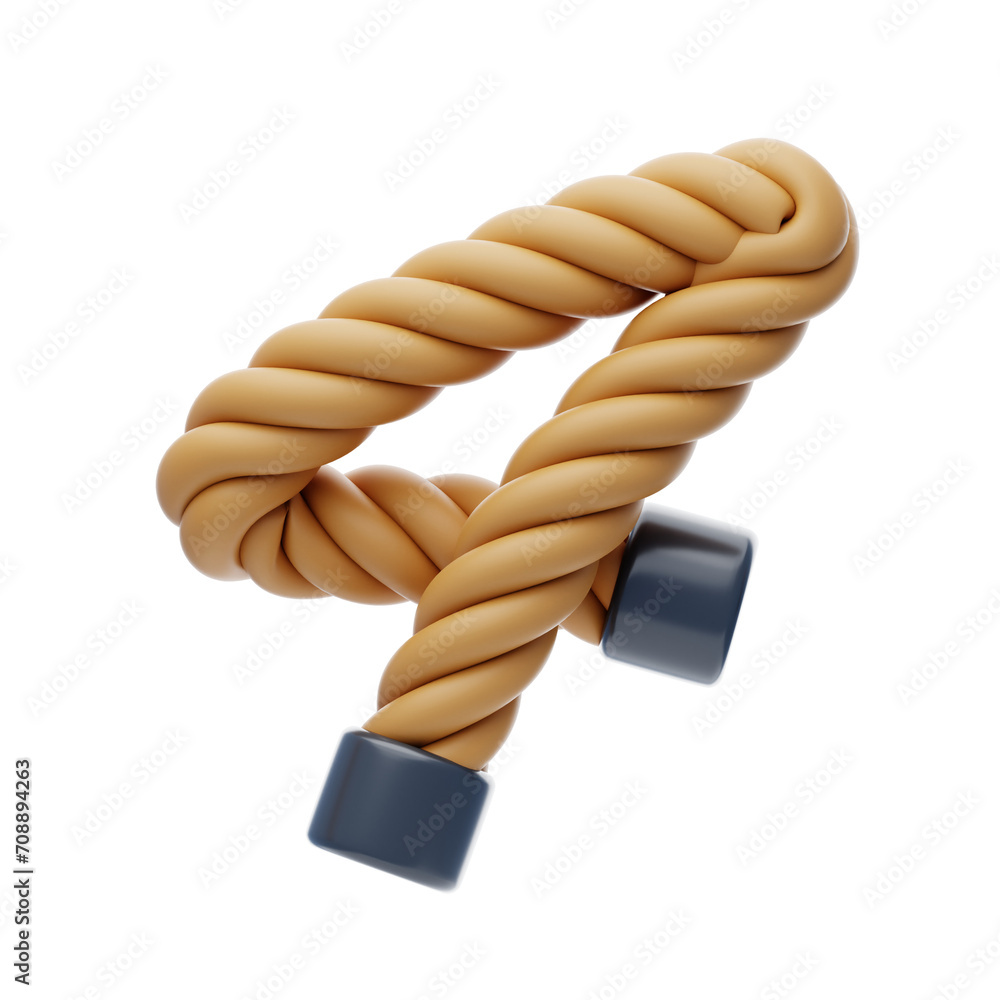 Poster 3d number 4 shape rope text. 3d illustration, 3d element, 3d rendering. 3d visualization isolated on