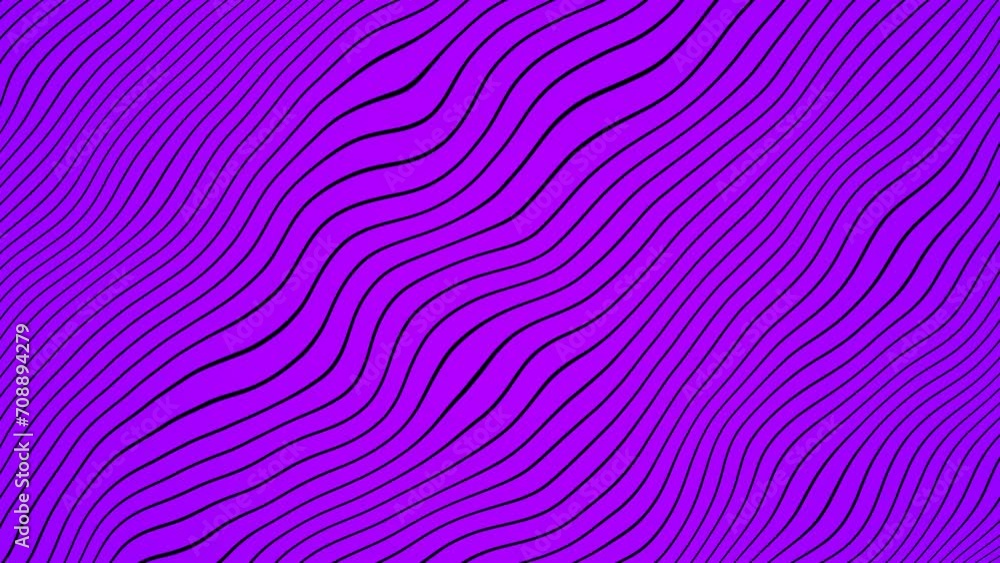 Poster seamless loop of animation violet and black distorted waves. abstract art texture with bold wavy str
