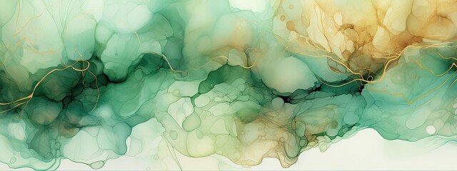 Obraz premium sage green neutral boho alcohol ink splash