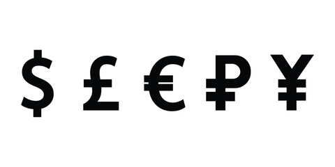 international currency symbol, currency icons isolated on white 