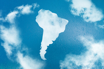 South America on blue planet Earth isolated on ocean background. Highly detailed planet surface.