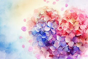 Obraz premium Botanic composition for wedding or greeting card. branch of Hydrangeas in heart shape.