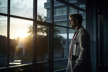 Doctor men white coat background person caucasian young portrait handsome adult professional