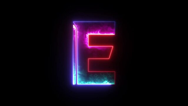 Glowing neon blue and purple alphabet "E" icon. Glowing alphabet E icon, glowing letter, Educational concept with neon letter