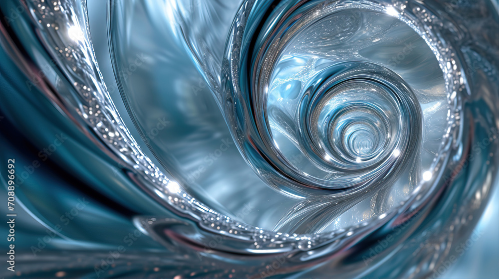 Canvas Prints Abstract background. Silver spiral on blue
