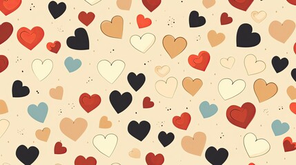 Fototapeta premium seamless vector texture with hand drawn hearts