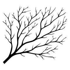 Vector leafless tree branch silhouette, isolated on white