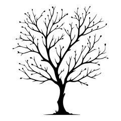 Obraz premium Vector leafless tree branch silhouette, isolated on white