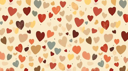 seamless vector texture with hand drawn hearts